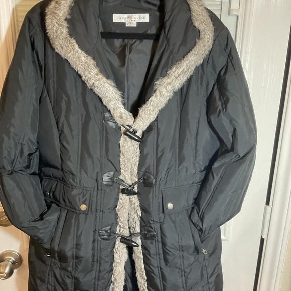 Larry Levine Down Womens Black Long Sleeve Winter Coat Size Large - Picture 5 of 16